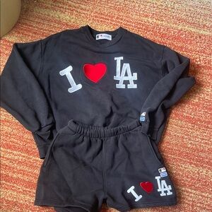 Madhappy L.A. Dodgers Black I Love LA Sweatshirt and Shorts SET. Rare 🦄🦄